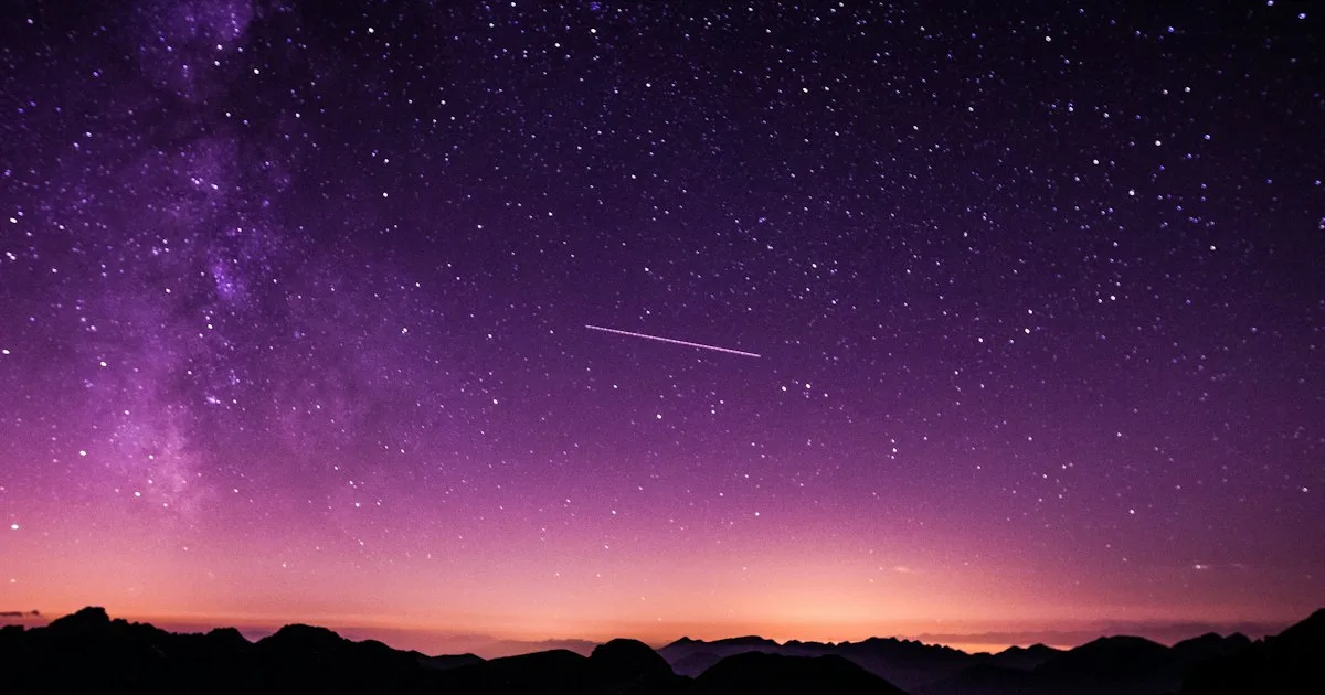 Céu noturno com traços de meteoro e Mata Atlântica — Foto: Unsplash