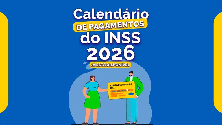 Arte do calendário INSS 2026, válido também para beneficiários de Pacatuba — Foto: INSS/Divulgação